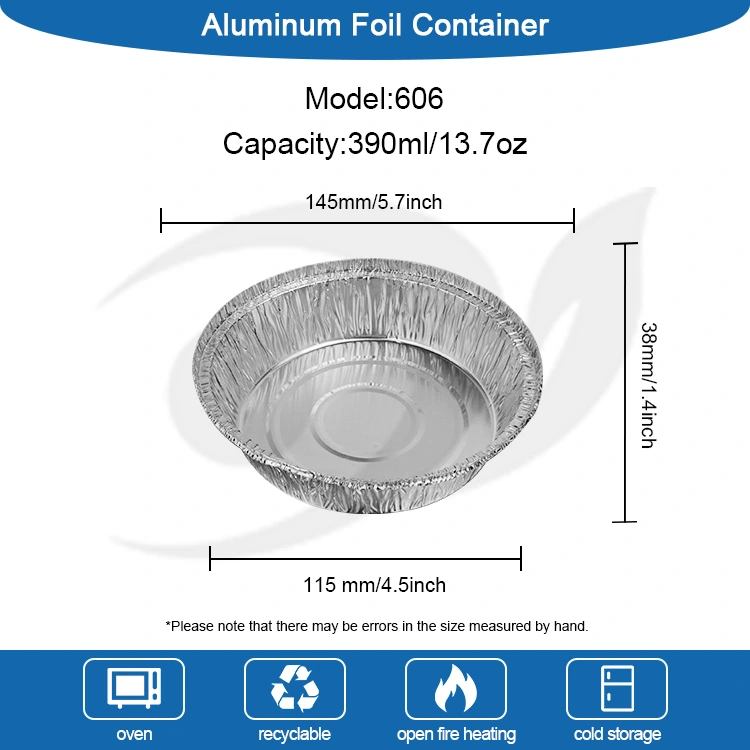 Дөңгелек ауаны қуырғыш пісіру науасы Күміс алюминий фольга контейнерлері