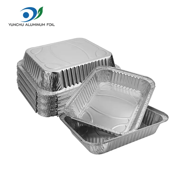 Үлкен сыйымдылығы барбекю тақталары Күміс алюминий фольга контейнерлері Үлкен сыйымдылығы барбекю тақталары Күміс алюминий фольга контейнерлері