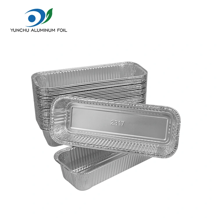 Тікбұрышты багеталар күміс алюминий фольга контейнерлері Тікбұрышты багеталар күміс алюминий фольга контейнерлері