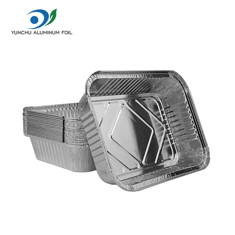 Тіктөртбұрышты алу Барбекю күміс алюминий фольга контейнерлері