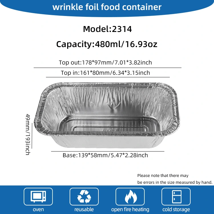 Тіктөртбұрышты ауа қуыруы Күміс алюминий фольга контейнерлері