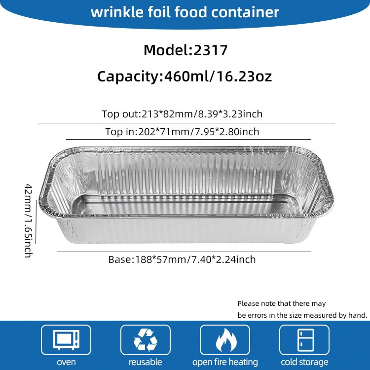 Тікбұрышты багеталар күміс алюминий фольга контейнерлері