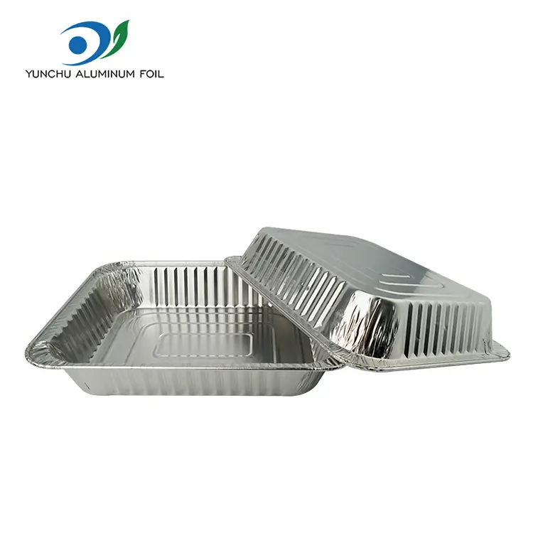 Тіктөртбұрышты түсіру Төртінші жол күркетауық тақтайшасы күміс алюминий фольга контейнерлері