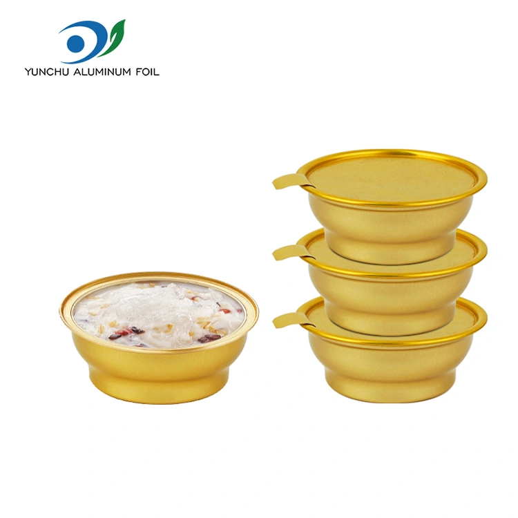 Бір рет қолданылатын дөңгелек түсіру жолағы кішкентай алтын ыдыс алюминий фольга контейнерлері Бір рет қолданылатын дөңгелек түсіру жолағы кішкентай алтын ыдыс алюминий фольга контейнерлері