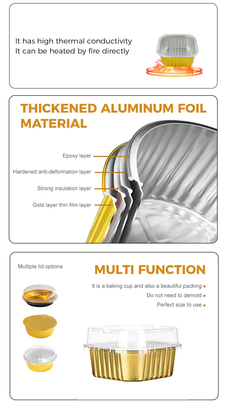 Square Baking Smoothwall Aluminum Foil Containers