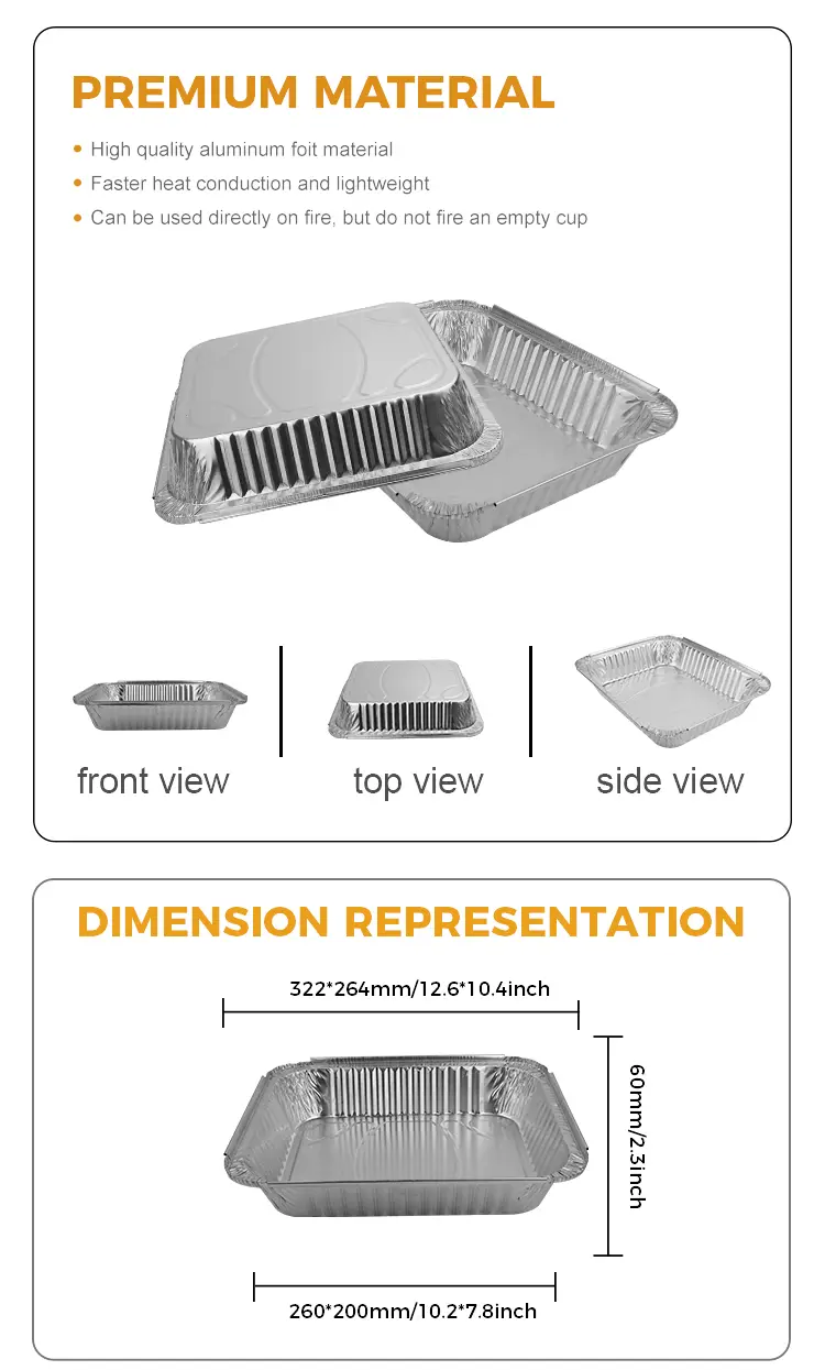 Large-capacity barbecue plates Silver Aluminum Foil Containers