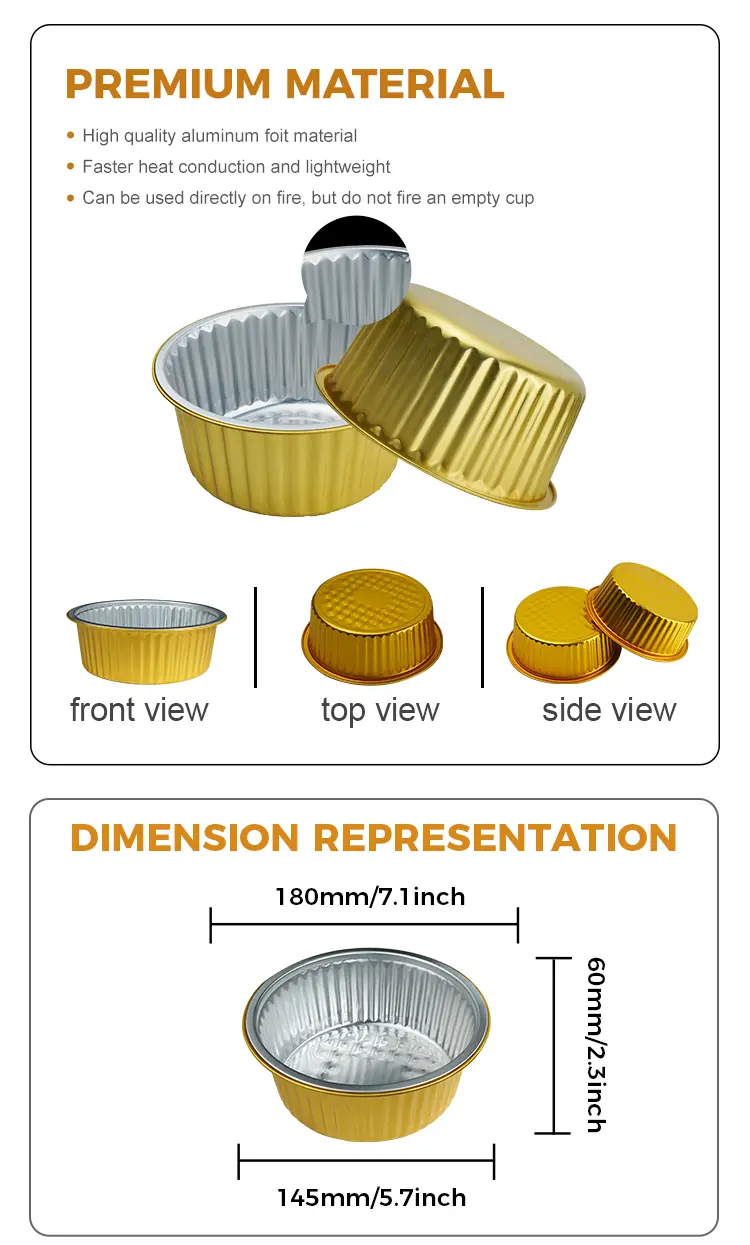 Disposable Food beverage takeaway Golden Aluminum Foil Containers