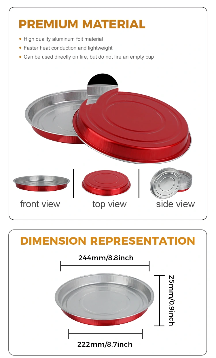 Disposable pizza pan packaged round Aluminum Foil Containers 