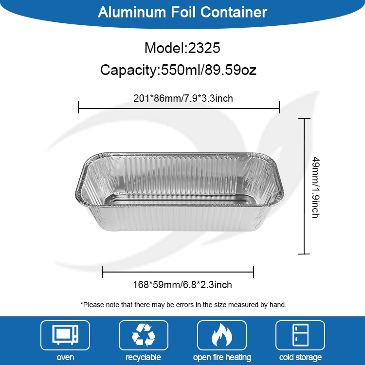 Тіктөртбұрышты ауаны қуыруға арналған қуырғыштың күміс алюминий фольга контейнерлері