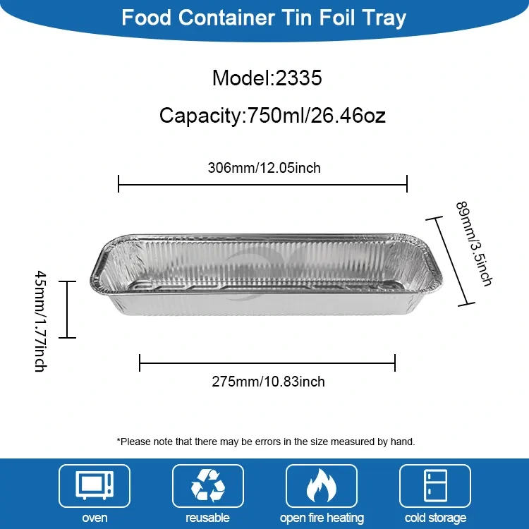 Тіктөртбұрышты нан науасы Күміс алюминий фольга контейнерлері